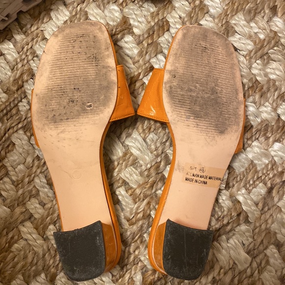 Lulu’s Orange Croc Block Heel Sandals - Picture 7 of 8